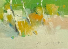 Tavolozza di primavera, Paesaggio, Pittura a olio originale, pronta da appendere