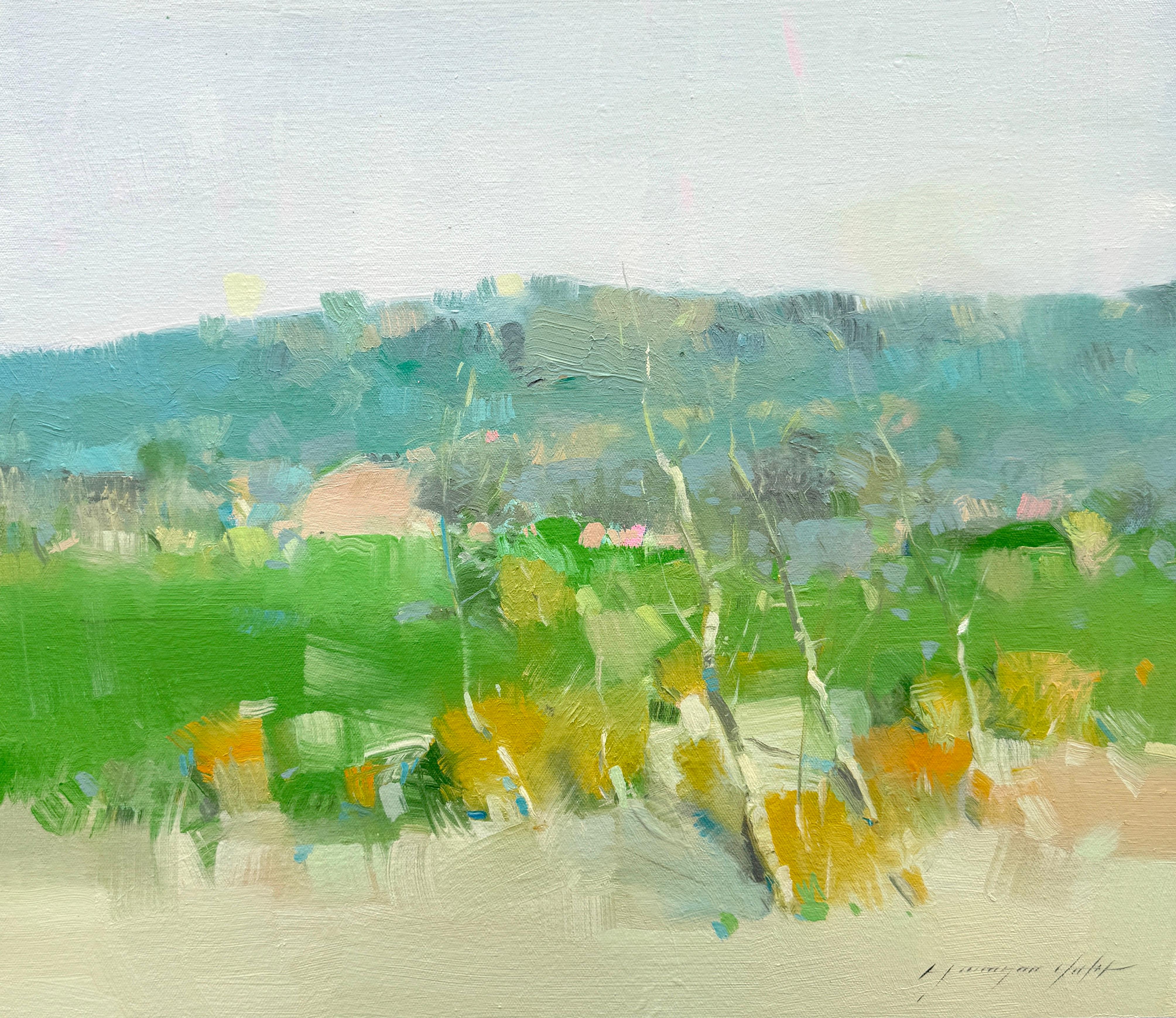 Landscape Painting di Vahe Yeremyan - Tavolozza di primavera, Paesaggio, Pittura a olio originale, pronta da appendere