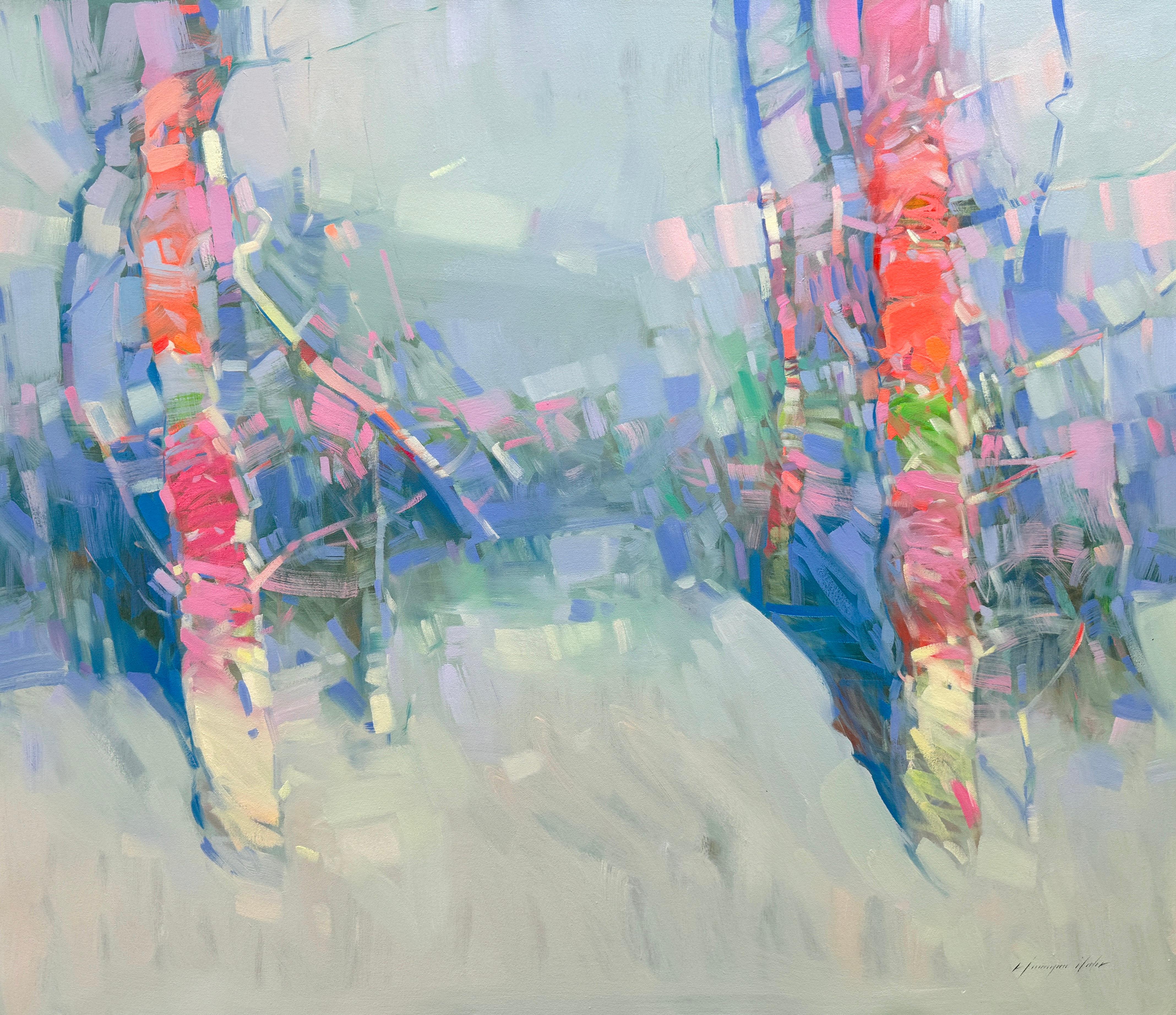 Vahe Yeremyan Landscape Painting – Frühlingsbäume, Impressionismus, Original-Ölgemälde, hängefertig