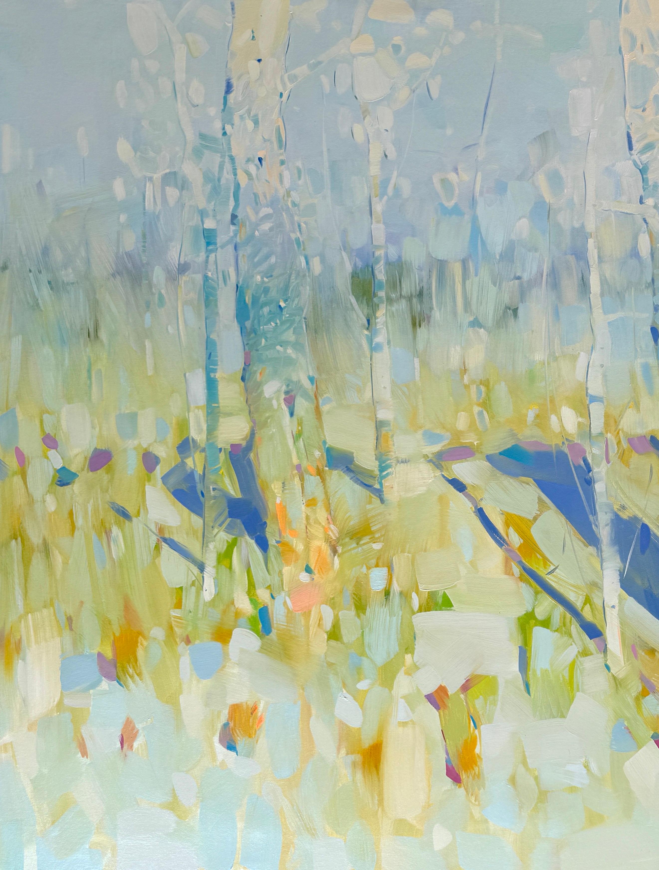 Alberi di primavera Paesaggio Impressionismo Pittura ad olio originale, pronta da appendere - Painting di Vahe Yeremyan