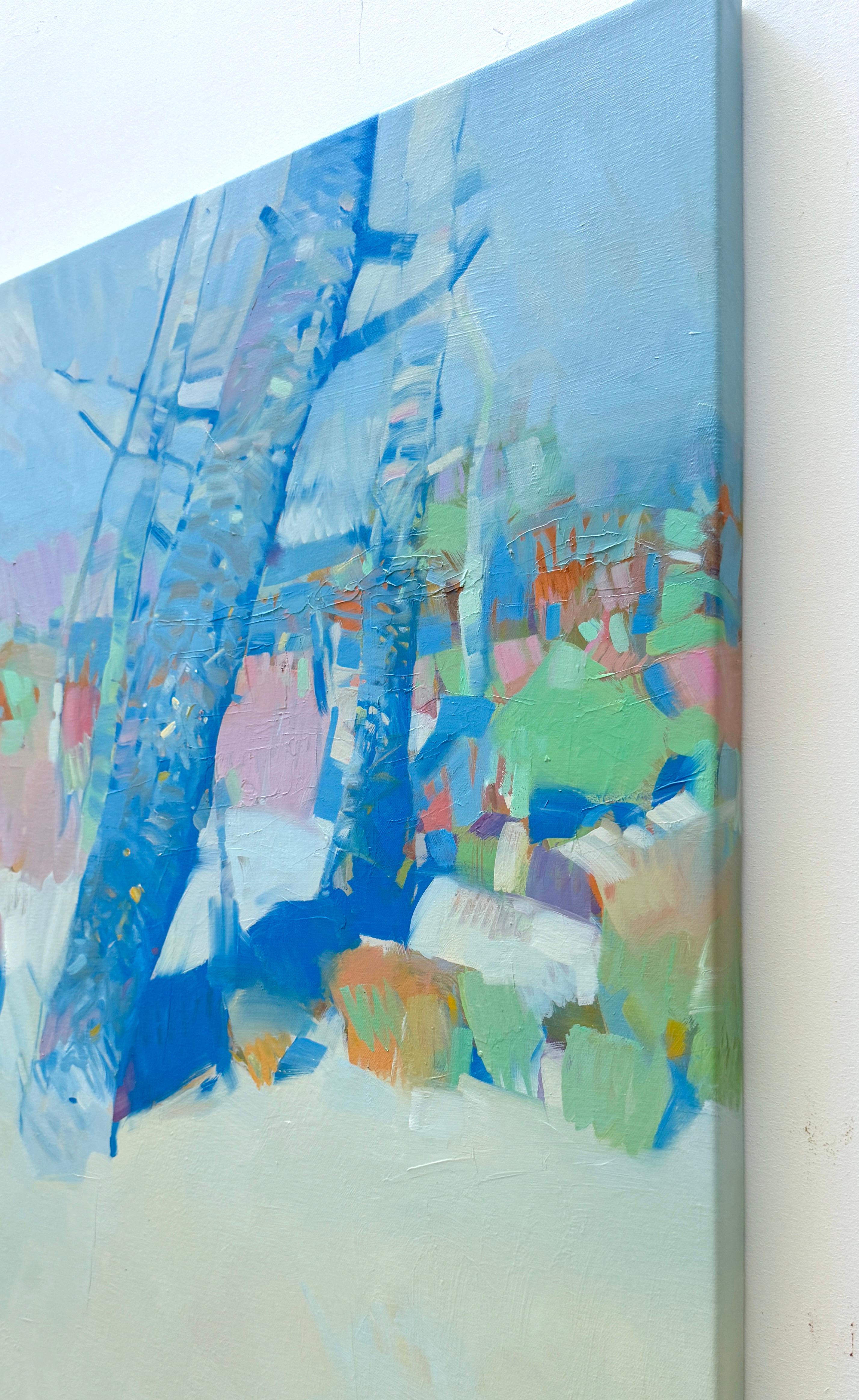 Alberi di primavera, Paesaggio Impressionismo Pittura ad olio originale, pronta da appendere in vendita 3