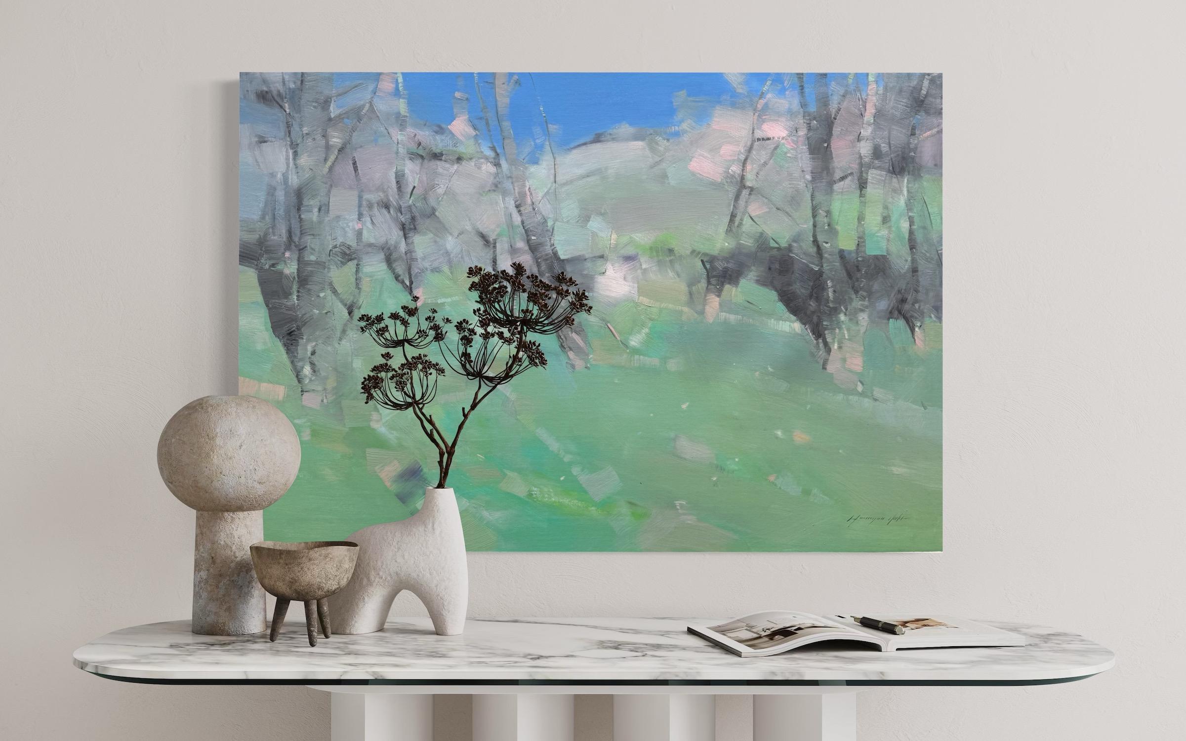 Artista: Vahe Yeremyan 
Opera: Pittura a olio originale, opera d'arte fatta a mano, pezzo unico 
Mezzo: Olio su lino
Year: 2025
Stile: Impressionismo, 
Titolo: Alberi di primavera,
Dimensioni: 30
