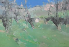 Spring Trees Landscape Original oil Painting, Ready to Hang