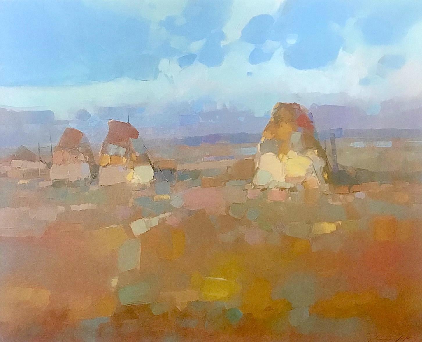 Vahe Yeremyan Landscape Painting - Stacks, Print on Canvas
