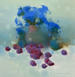 Still Life with Plums, Original oil Painting, Ready to Hang