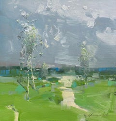 Stiller Regen Landschaft Impressionismus Original Ölgemälde Aufhängefertig
