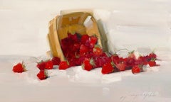 Erdbeer Original Ölgemälde, handgefertigtes Kunstwerk