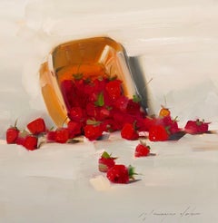 Vahe Yeremyan - Strawberries Original Oil Painting, Handmade Artwork Strawberries Original Oil Painting, Handmade Artwork