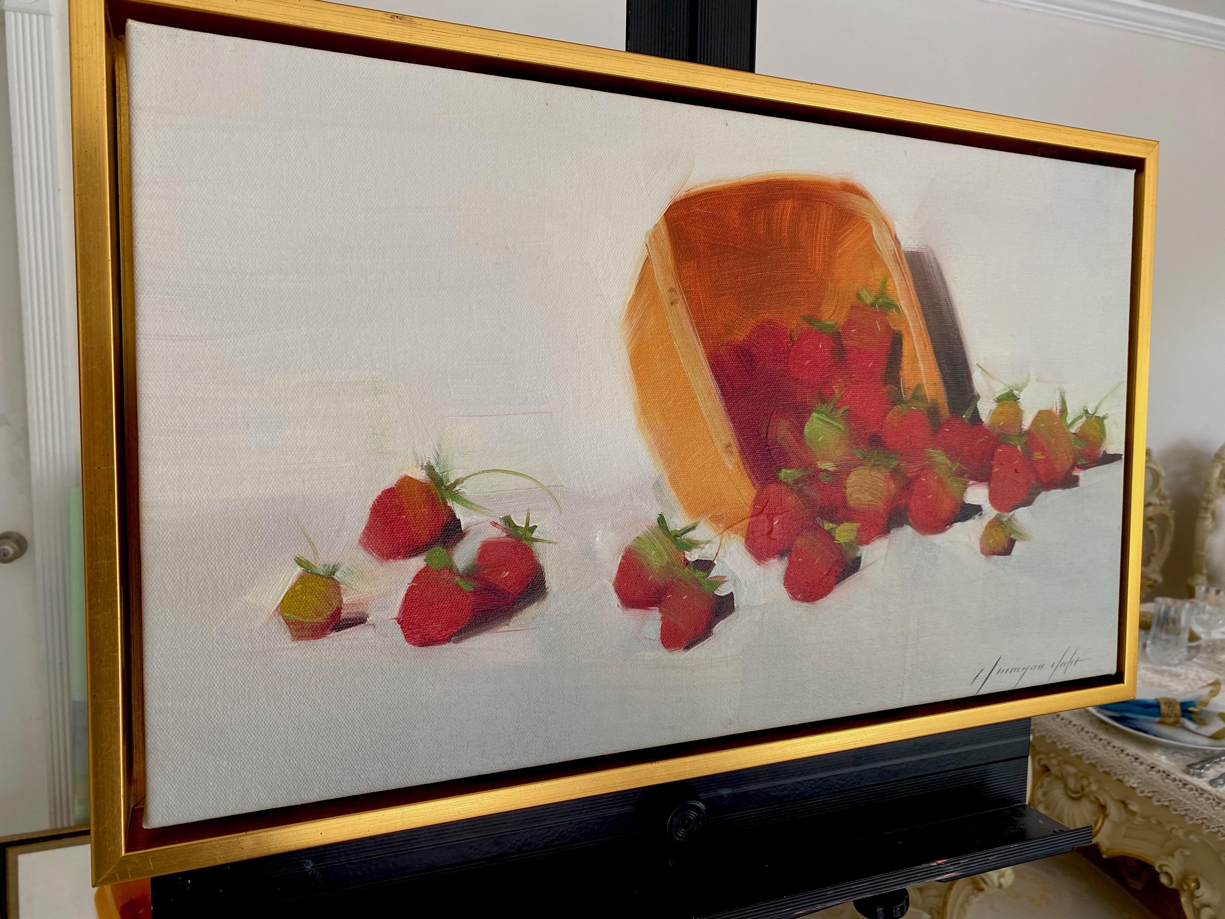 Strawberries, Still Life, Kitchen Art, Original oil Painting, Ready to Hang - Brown Landscape Painting by Vahe Yeremyan