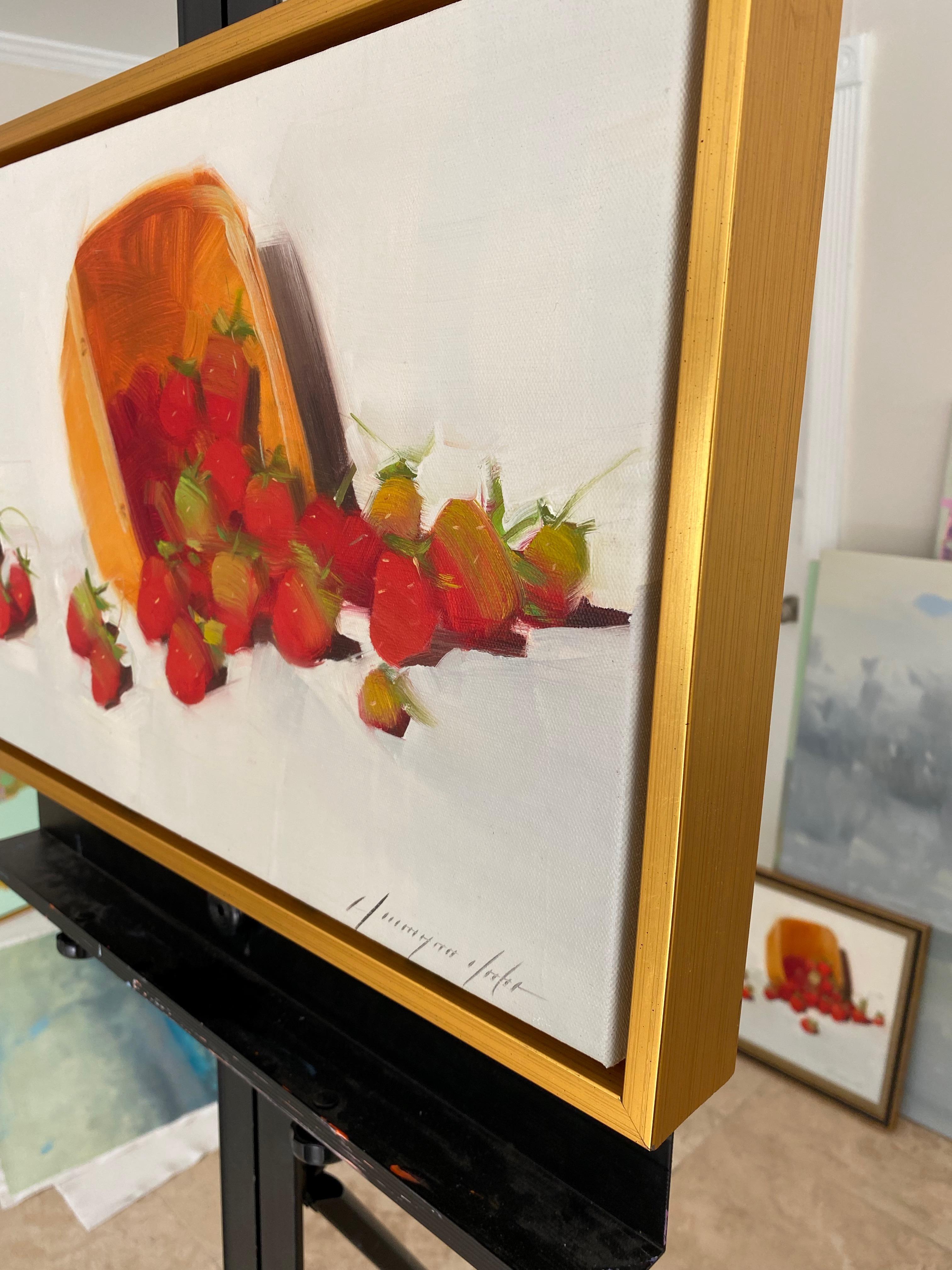 Strawberries, Still Life, Kitchen Art, Original oil Painting, Ready to Hang For Sale 1