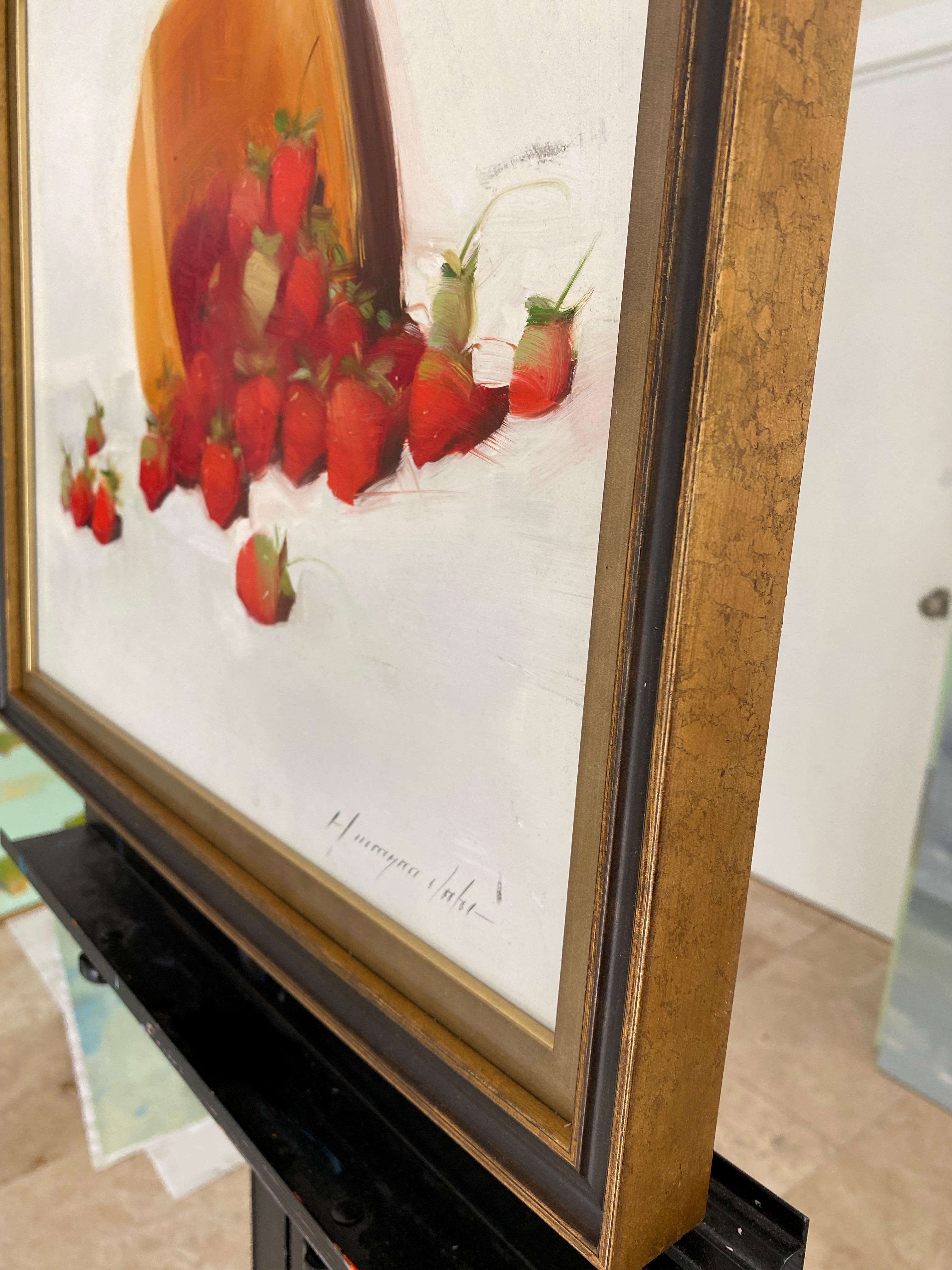 Künstler: Vahe Yeremyan 
Werk: Original Ölgemälde, Handgemachtes Kunstwerk, Unikat 
Medium: Öl auf Platte, 
Jahr: 2022
Stil: Impressionismus, 
Thema: Erdbeeren,
Größe: 16,5