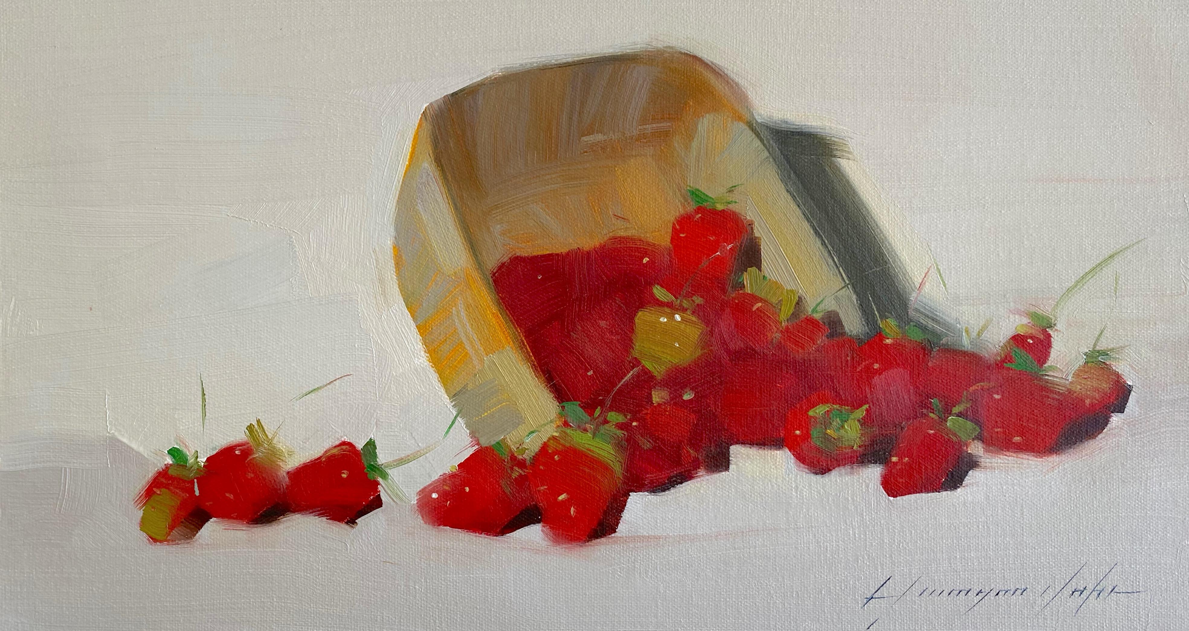 Vahe Yeremyan Still-Life Painting - Strawberries, Still Life, Original oil Painting, Ready to Hang