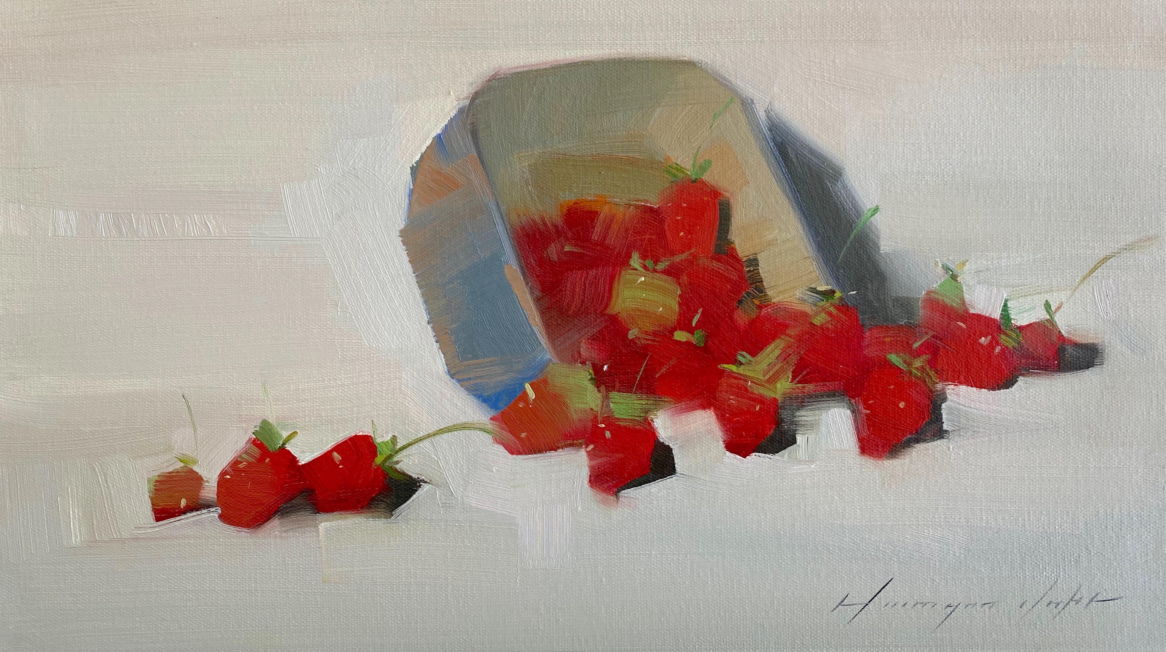 Vahe Yeremyan Landscape Painting - Strawberries,  Original oil Painting, Ready to Hang