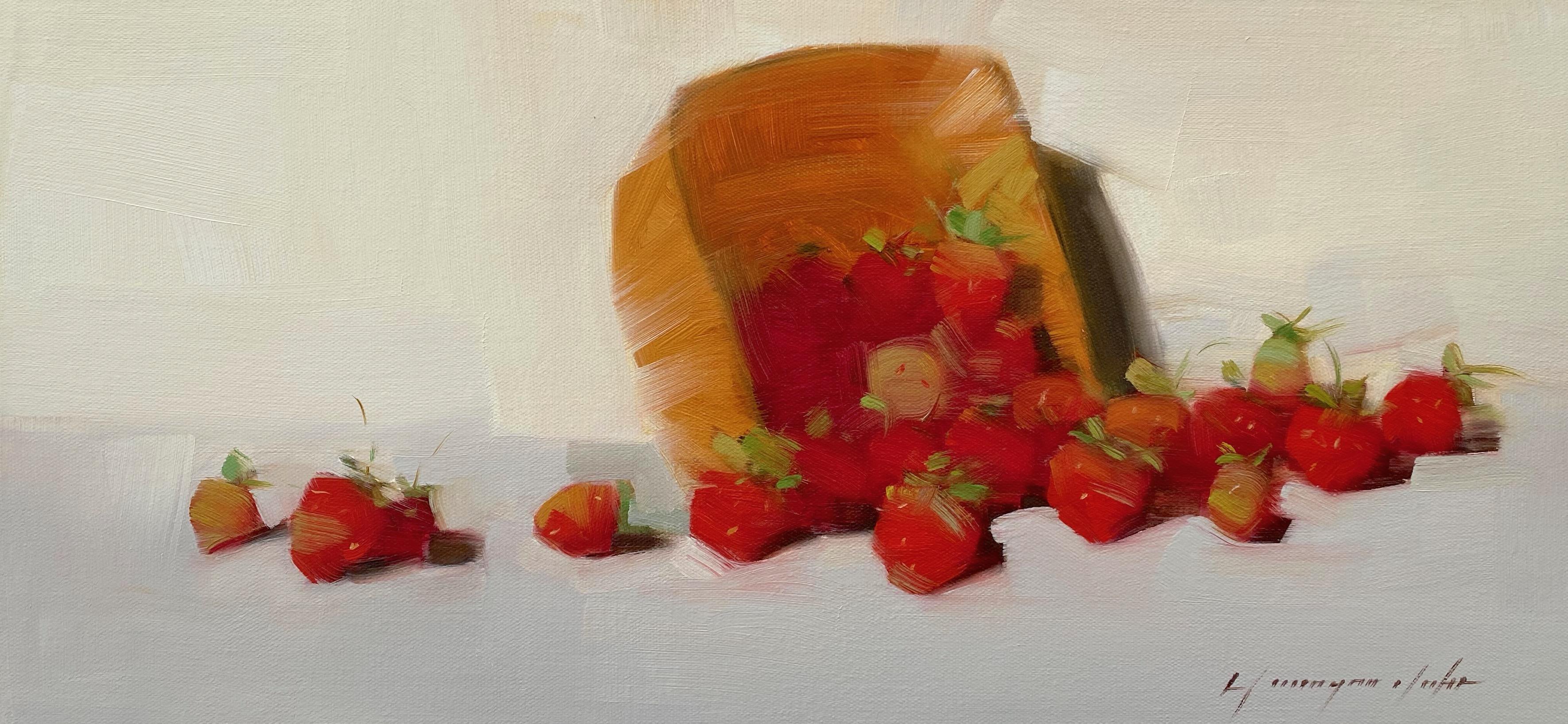 Vahe Yeremyan Landscape Painting - Strawberries, Still life, kitchen art, Original oil Painting, Ready to Hang