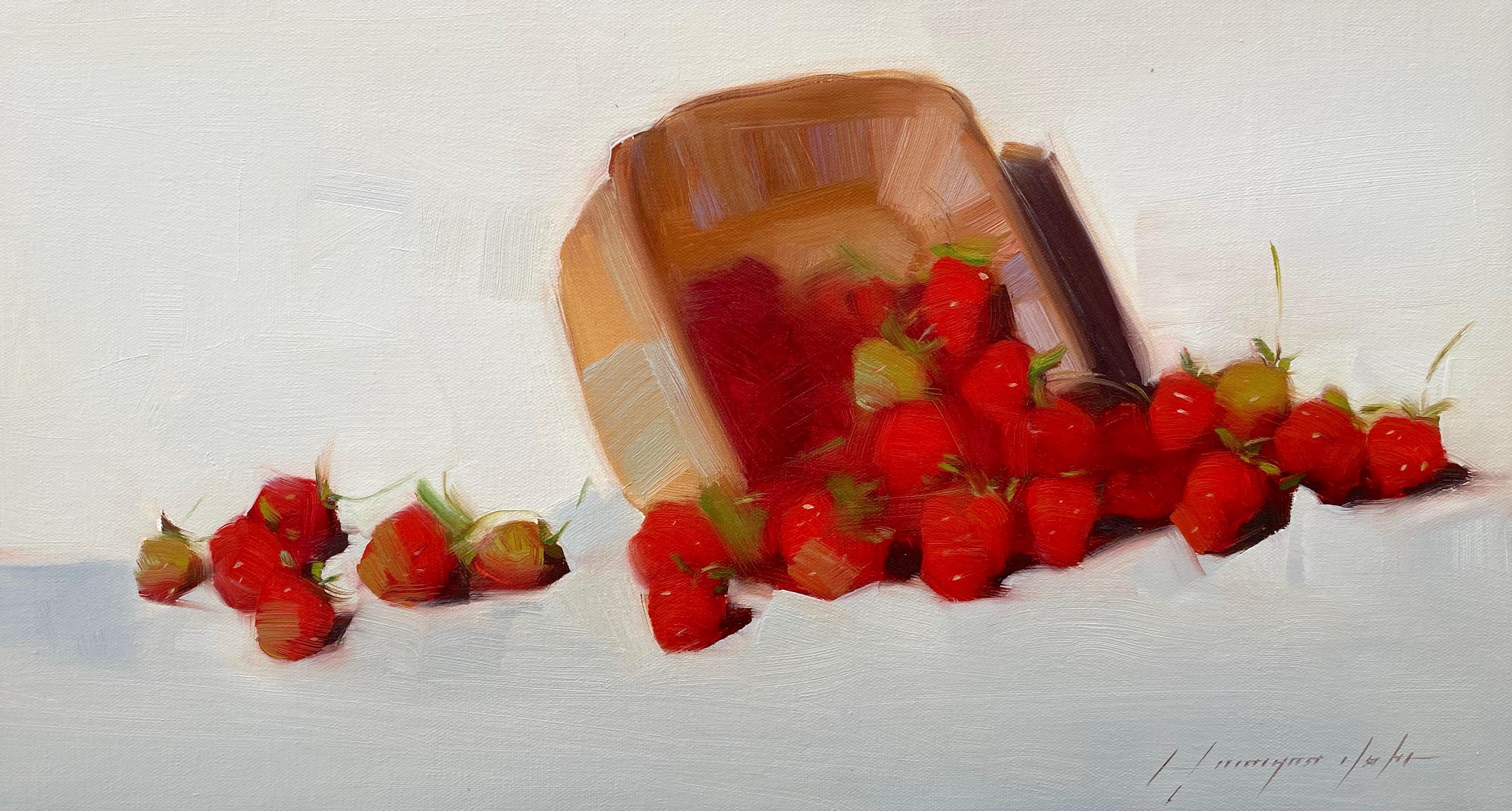 Vahe Yeremyan Landscape Painting - Strawberries, Still Life, fruits, Original oil Painting, Ready to Hang