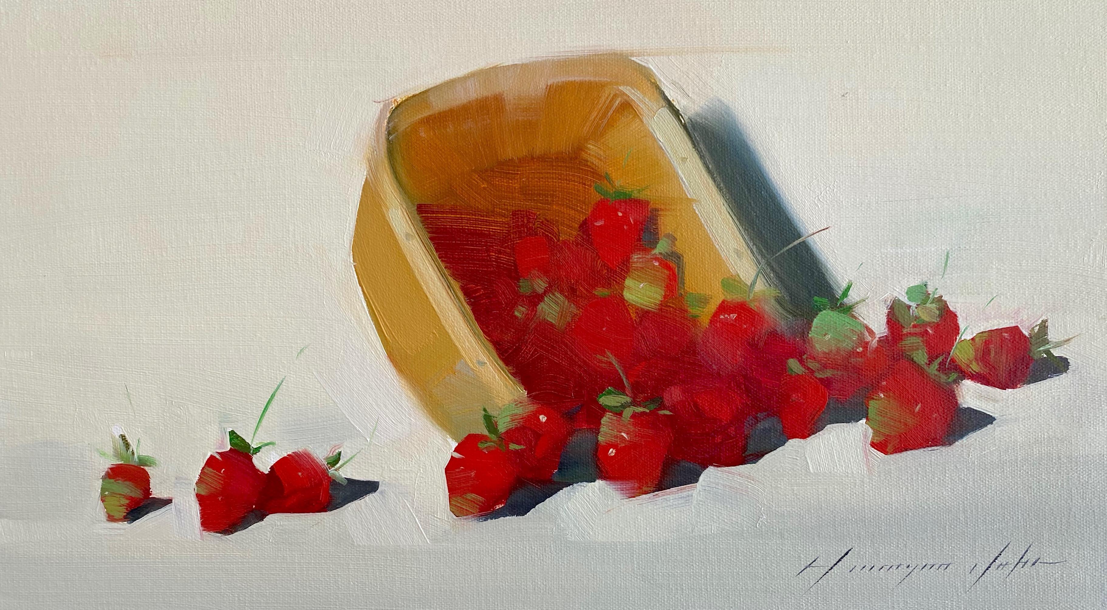 Vahe Yeremyan Still-Life Painting – Erdbeeren,  Original-Ölgemälde, hängefertig