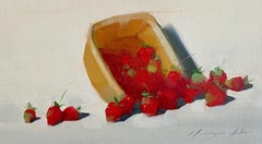 Des fraises,  Peinture à l'huile originale, prête à être accrochée