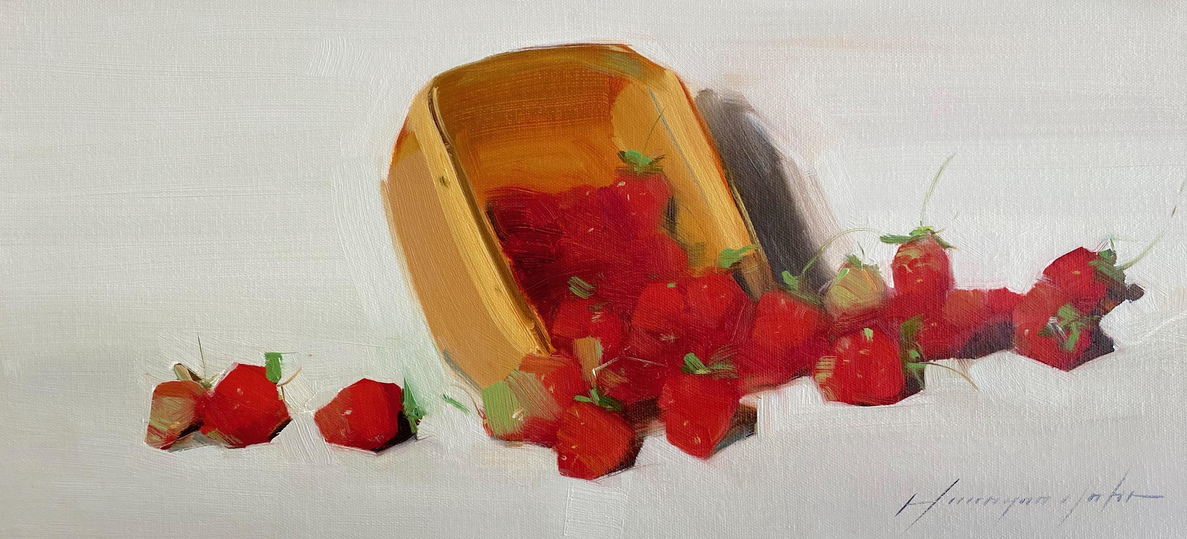 Fresas, Naturaleza muerta, Pintura al óleo original, Lista para colgar