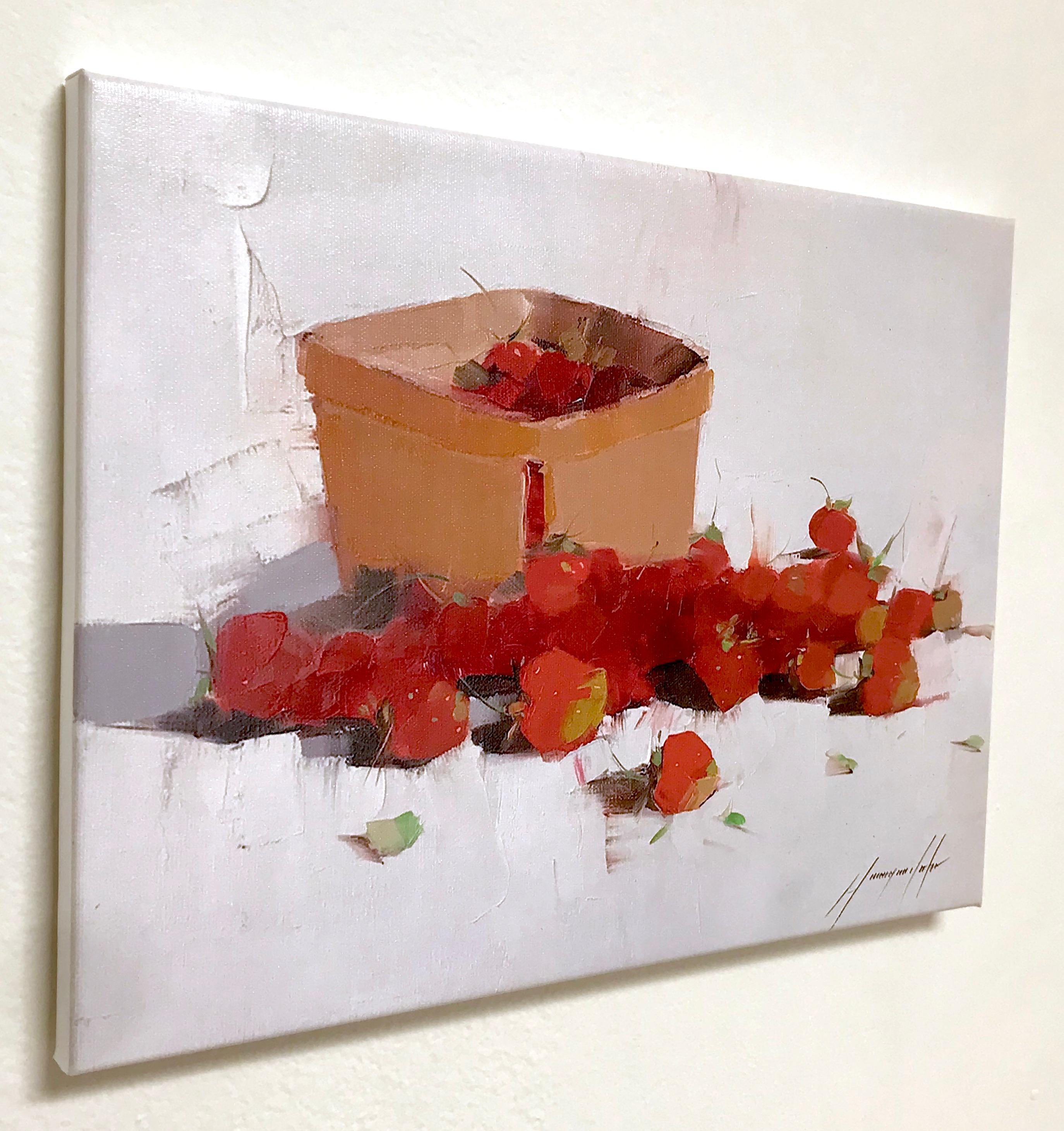 Strawberries Print on Canvas - Gray Still-Life Painting by Vahe Yeremyan