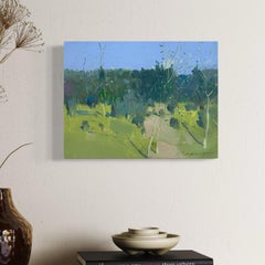 Paesaggio di un giorno d'estate Pittura ad olio originale, pronta da appendere