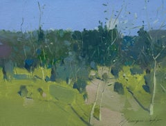 Paesaggio di un giorno d'estate Pittura ad olio originale, pronta da appendere