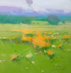 Summer Field, Landscape, Original Oil Painting, Handmade Artwork