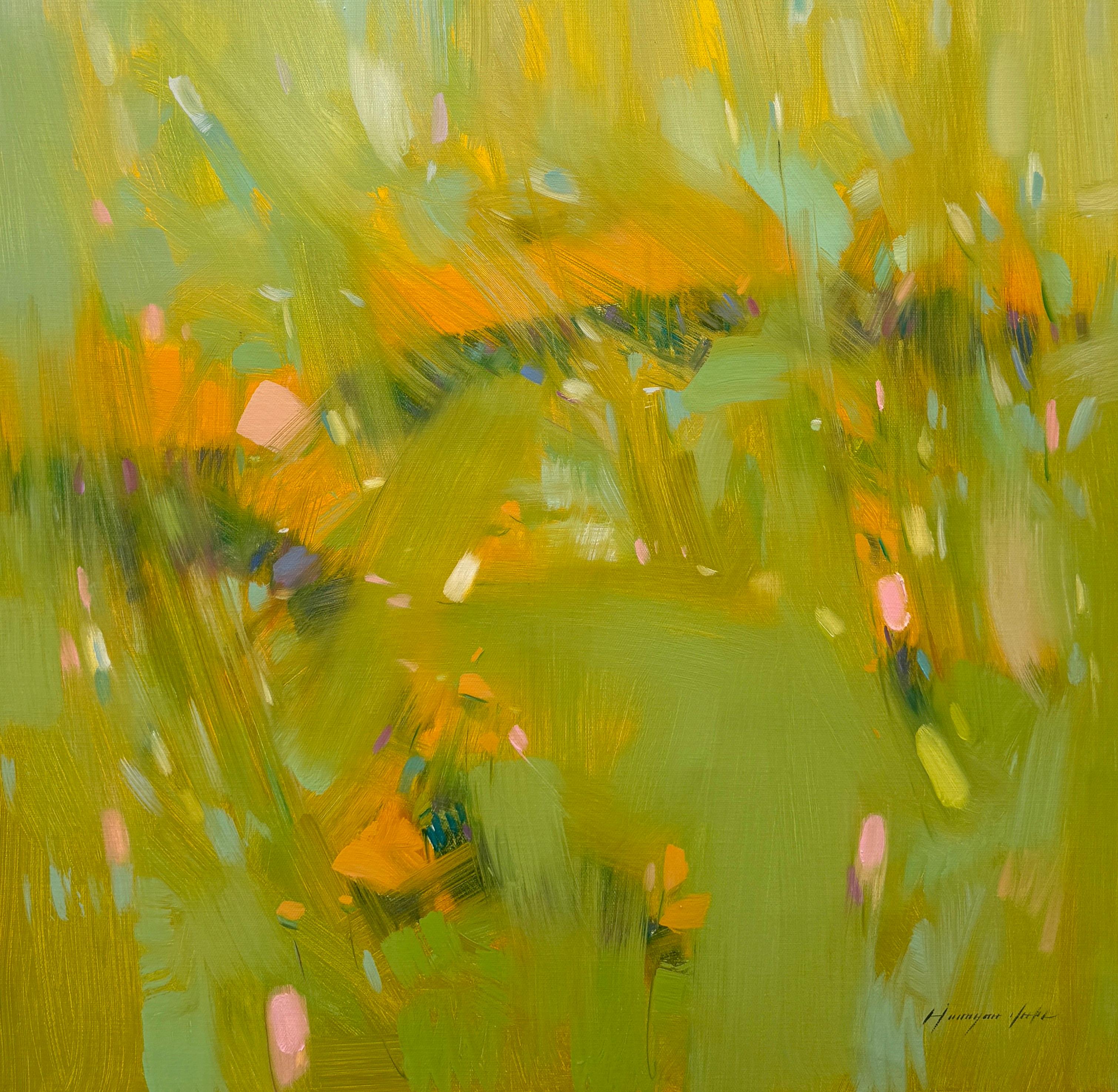 Campo de verano, Paisaje, Pintura al óleo original, Lista para colgar, Impresionismo - Painting de Vahe Yeremyan