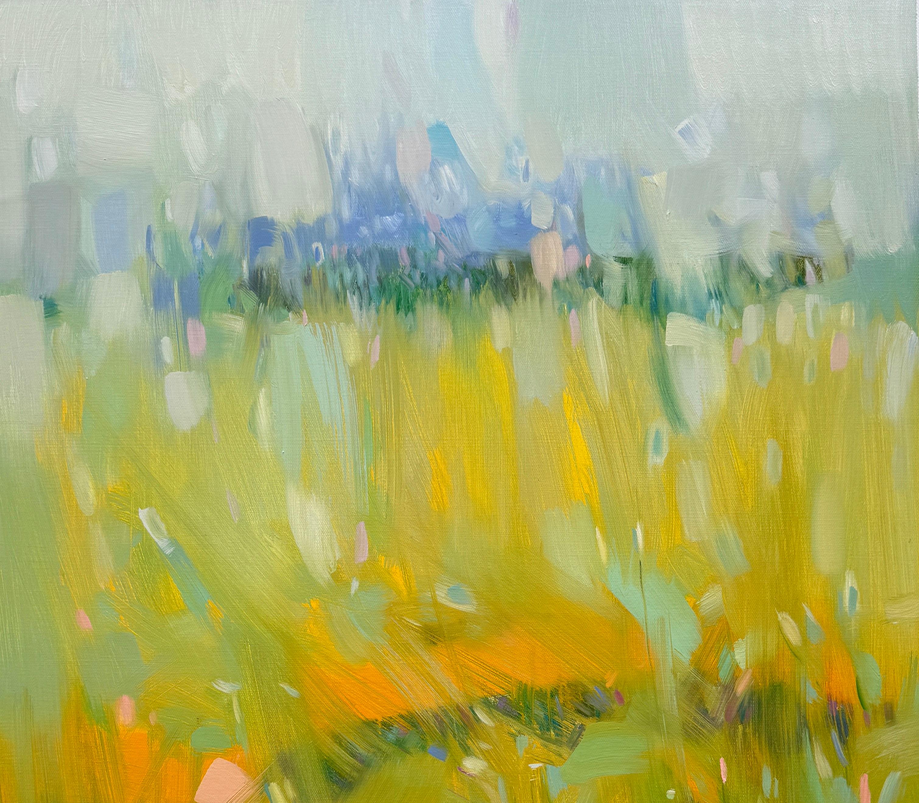 Campo de verano, Paisaje, Pintura al óleo original, Lista para colgar, Impresionismo - Painting Impresionista de Vahe Yeremyan