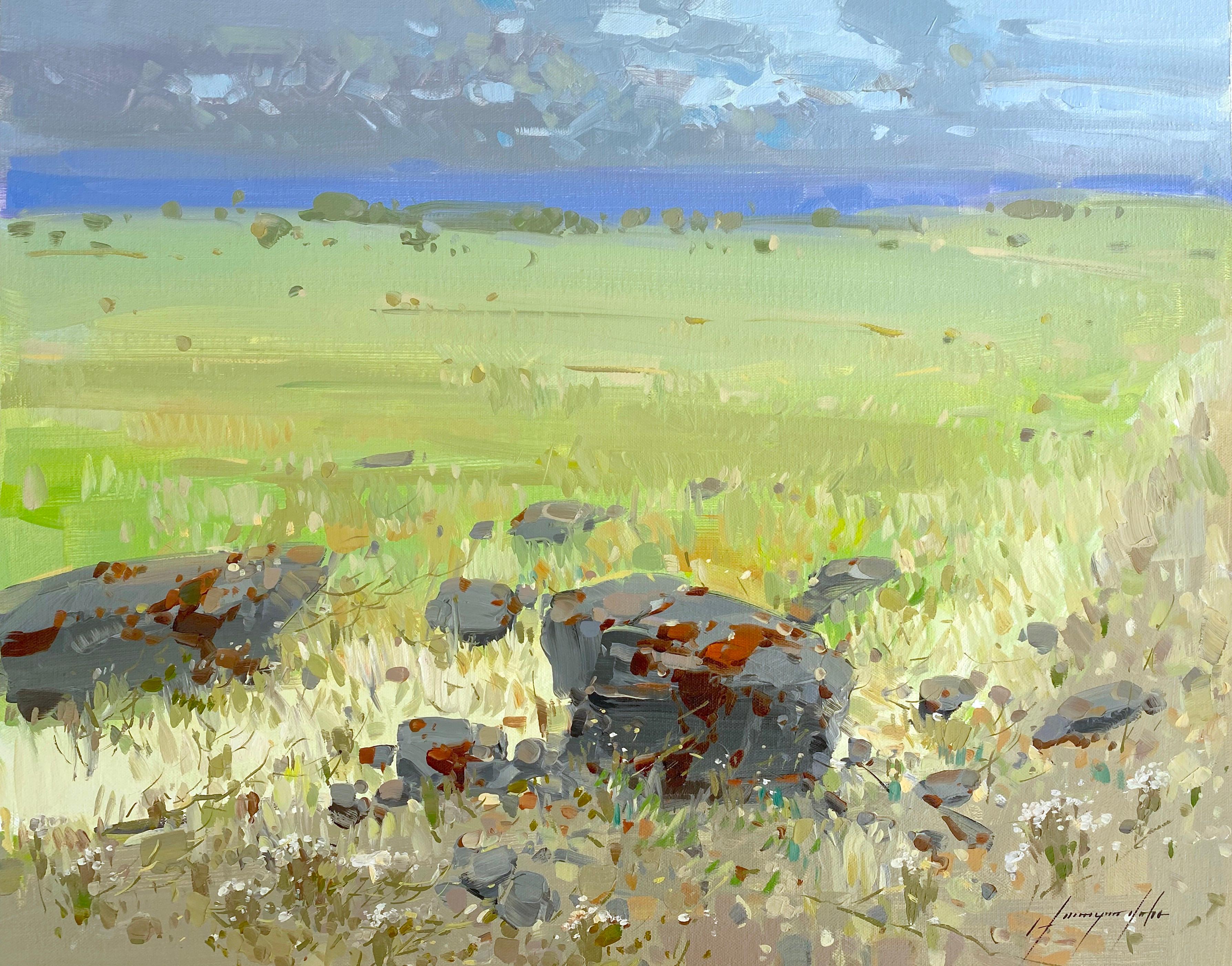 Vahe Yeremyan Landscape Painting - Summer Field, Original oil Painting, Ready to Hang