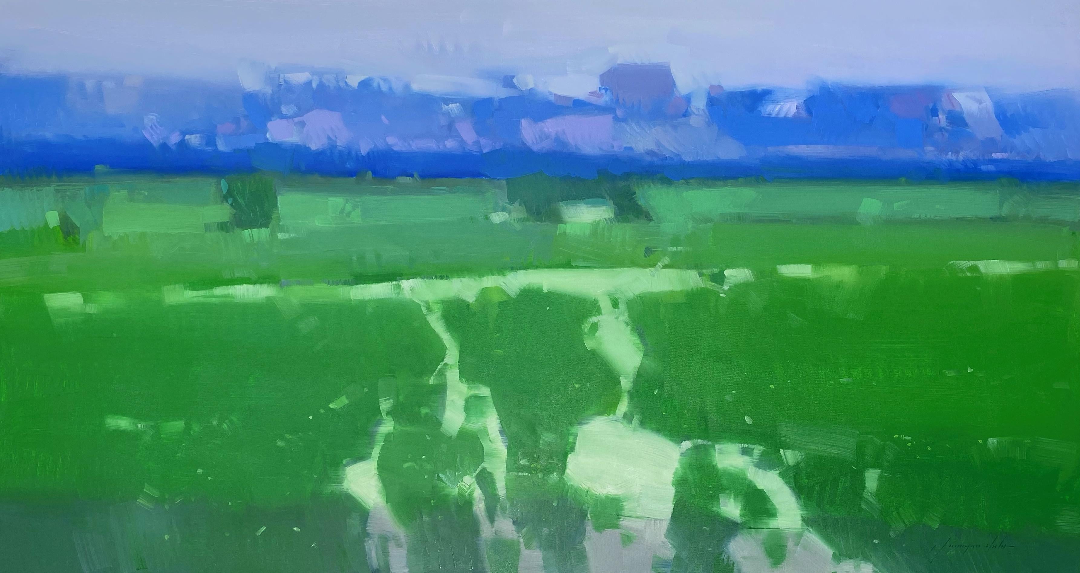 Landscape Painting de Vahe Yeremyan - Campo de verano, paisaje, Pintura al óleo original, Lista para colgar