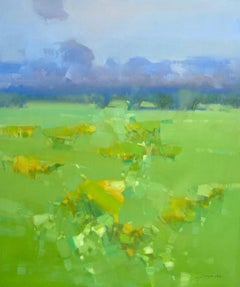 Summer Field, Landscape, original oil Painting, Ready to Hang