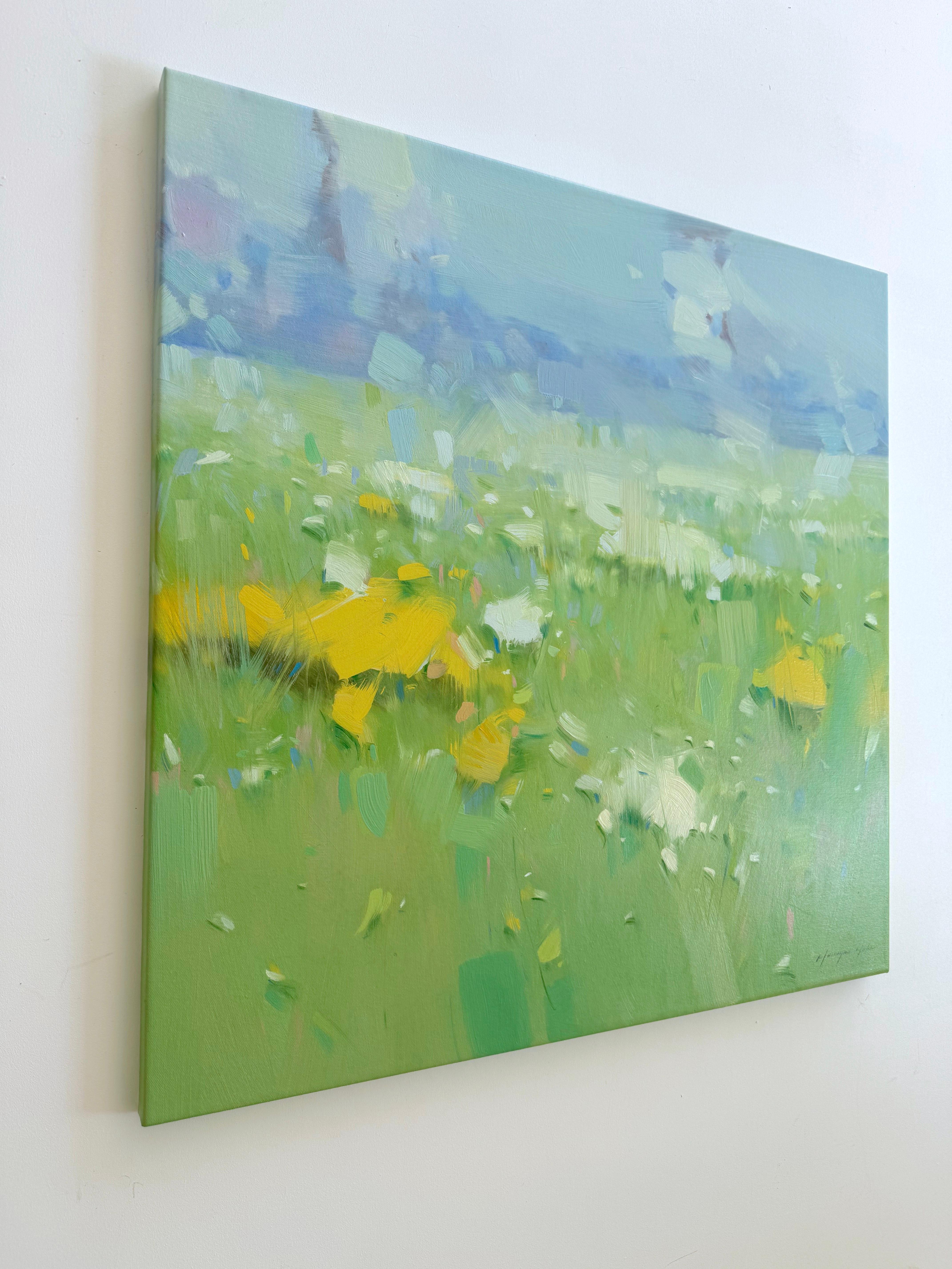 Sommerblumen, Landschaft, Original-Ölgemälde, hängefertig, Impressionismus im Angebot 1