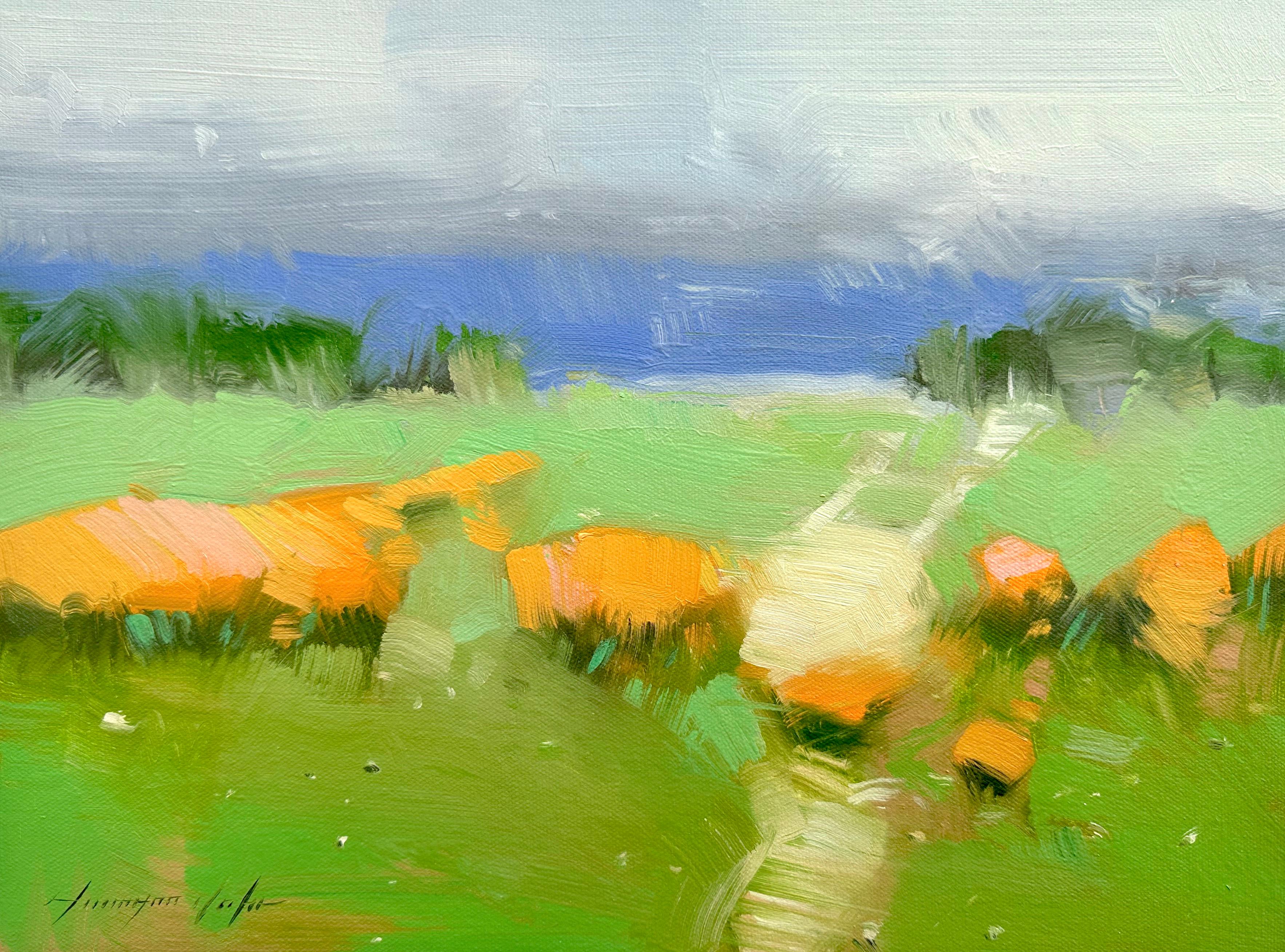 Landscape Painting di Vahe Yeremyan - Fiori d'estate, Paesaggio, Impressionismo, Pittura ad olio originale, pronta da appendere