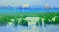Summer Lake, Landscape, Original oil Painting, Ready to Hang