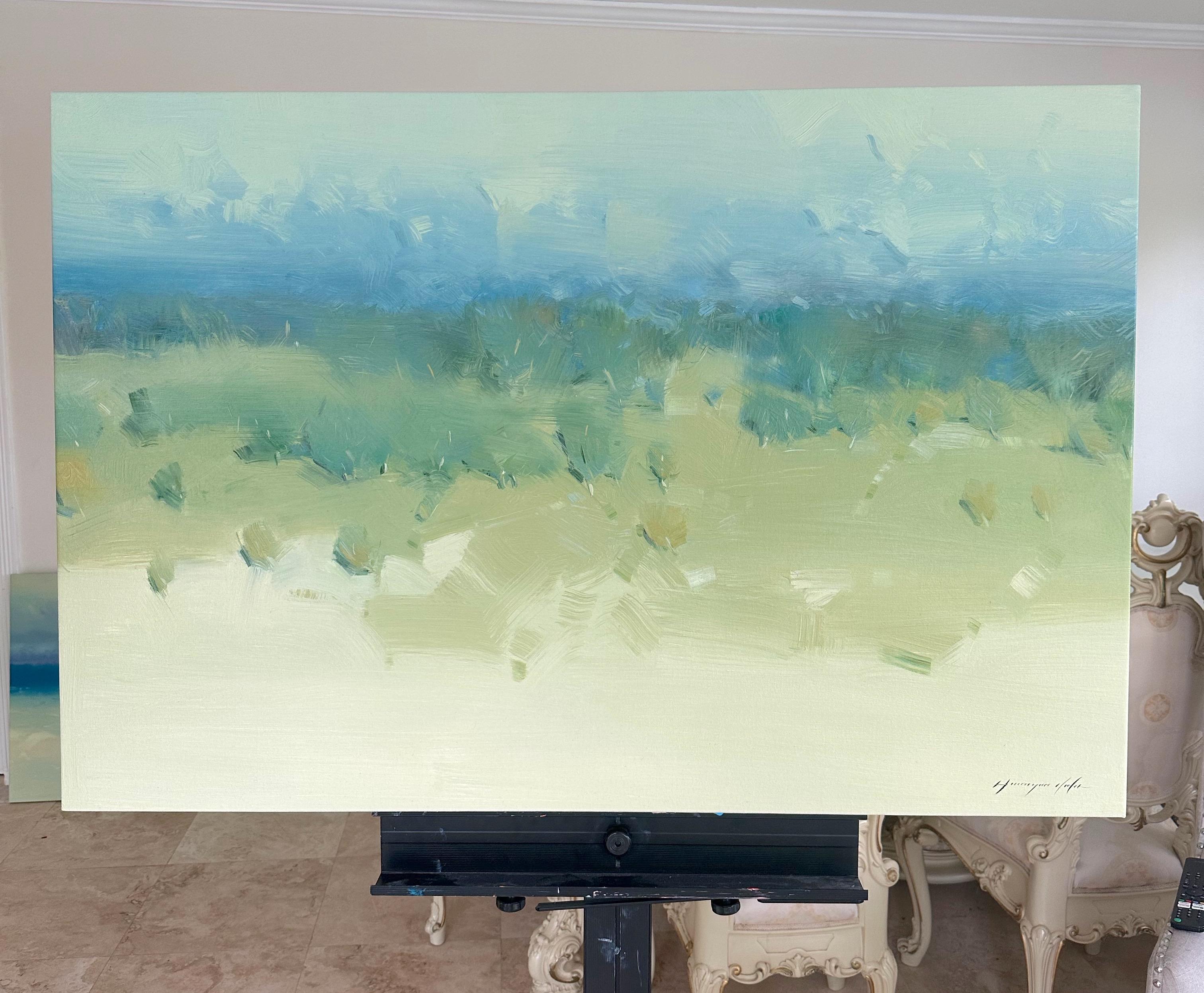 Prato d'estate, Pittura ad olio originale, pronta da appendere - Painting Impressionismo di Vahe Yeremyan