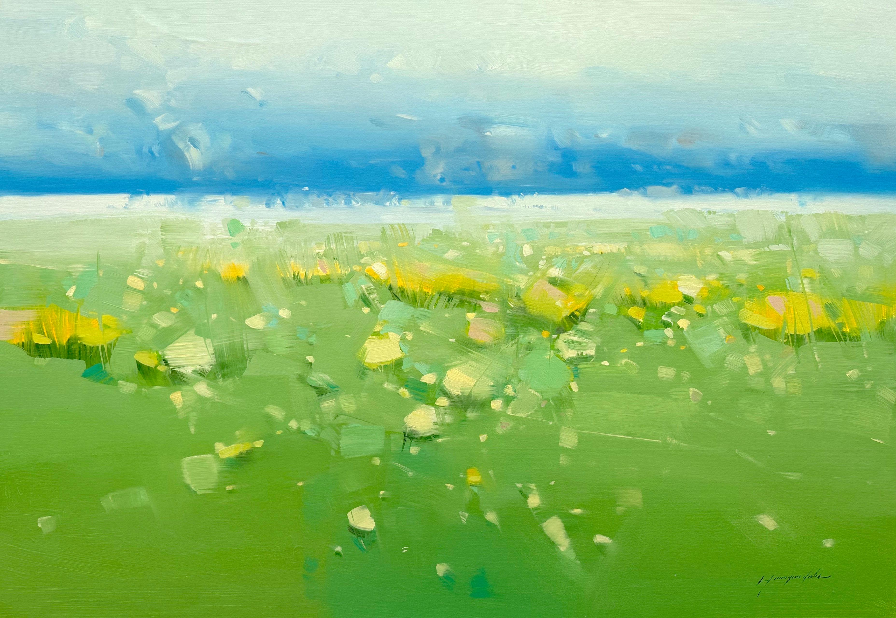 Vahe Yeremyan Landscape Painting - Summer Meadow, Impressionism, Original oil Painting, Ready to Hang