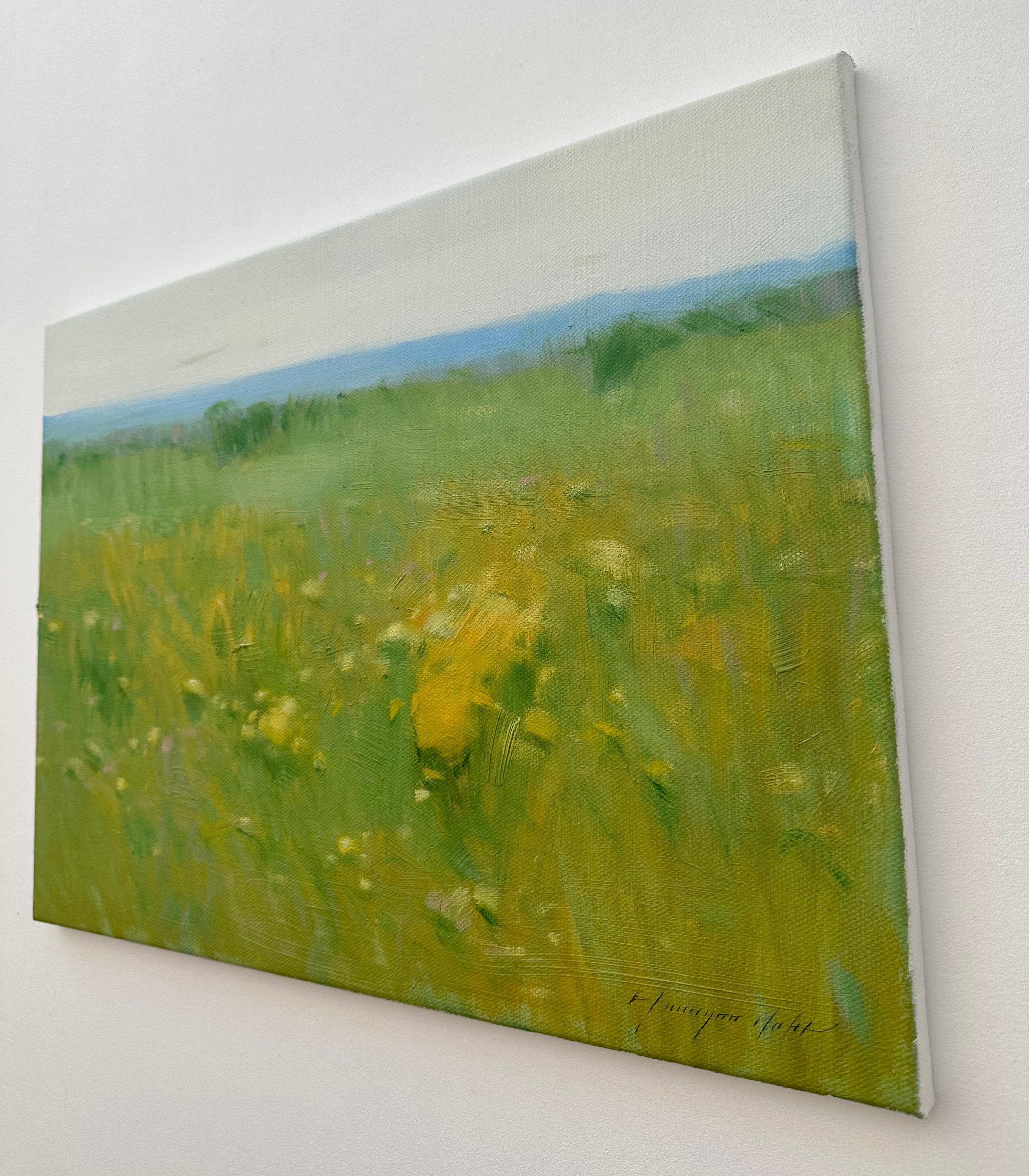 Verano, Paisaje, Impresionismo, Pintura al óleo original, Lista para colgar - Landscape Painting Verde de Vahe Yeremyan