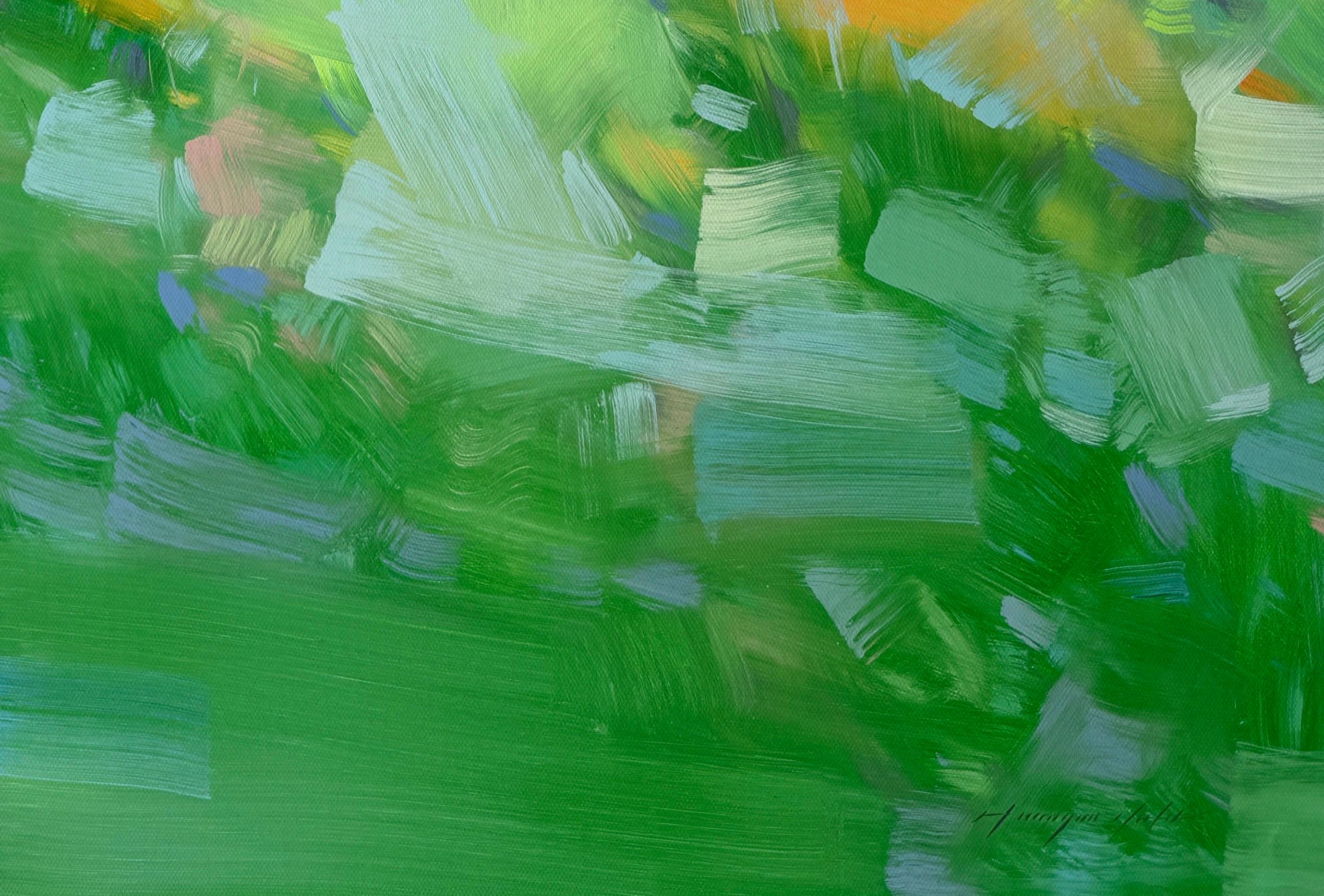 Summer Palette, Paesaggio Pittura ad olio originale, pronta da appendere - Landscape Painting Blu di Vahe Yeremyan