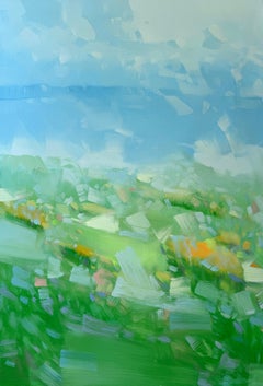 Summer Palette, Paesaggio Pittura ad olio originale, pronta da appendere