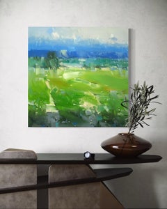 Summer Path Landscape Impressionism Original oil Painting, Ready to Hang