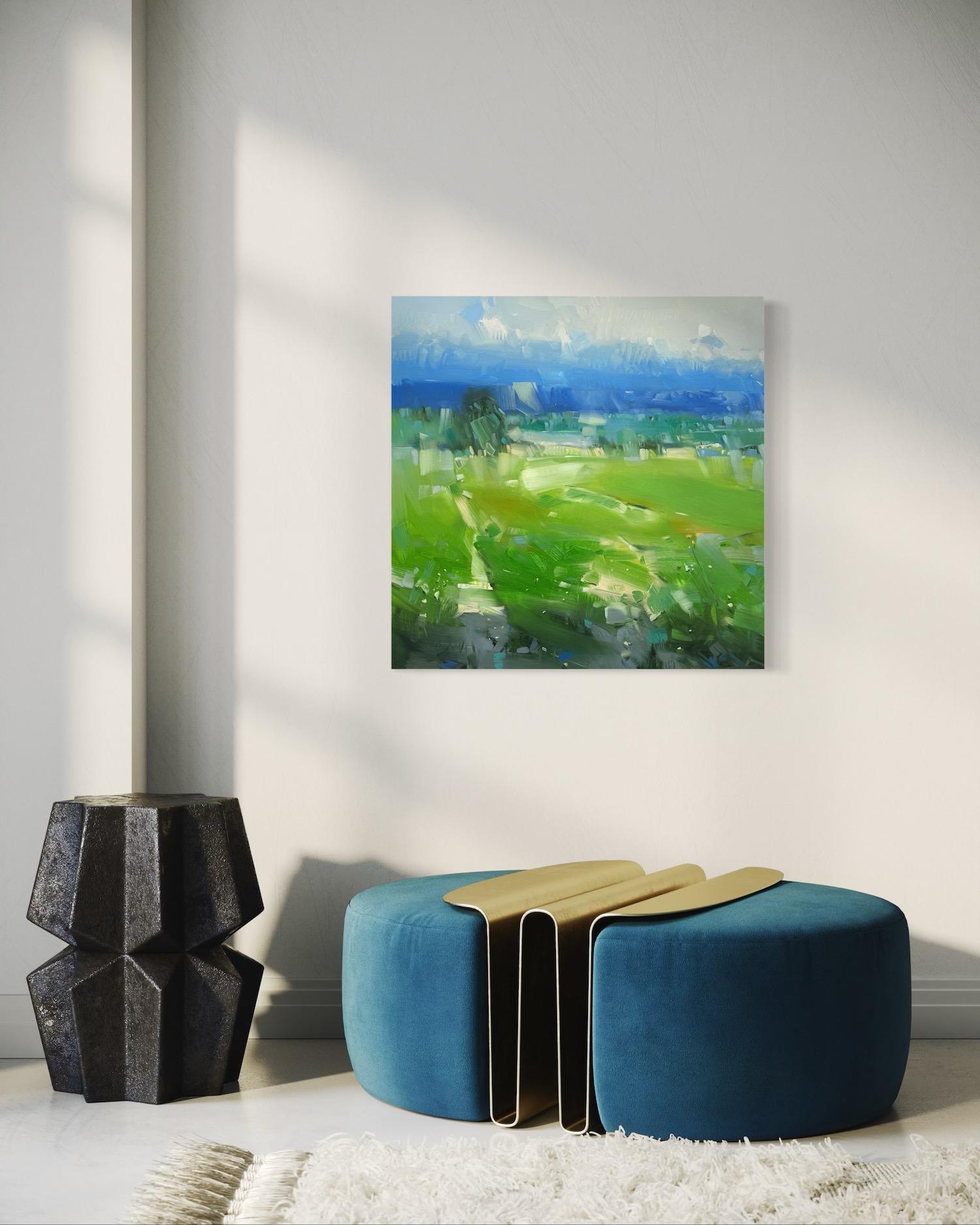 Sentiero d'estate Paesaggio Impressionismo Pittura ad olio originale, pronta da appendere in vendita 1