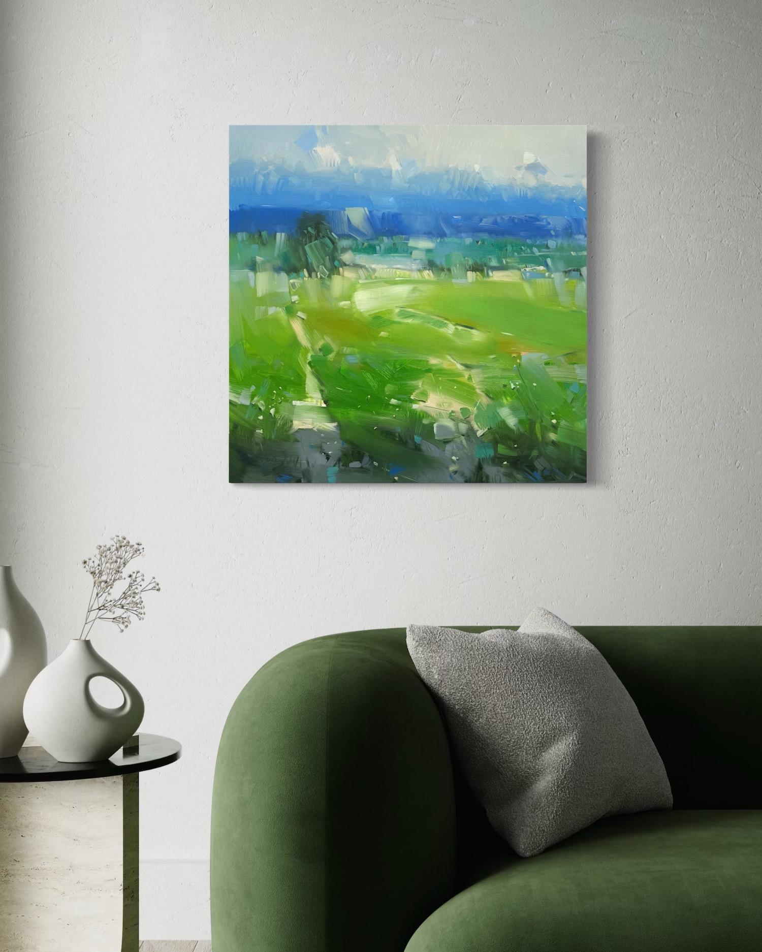 Sentiero d'estate Paesaggio Impressionismo Pittura ad olio originale, pronta da appendere in vendita 2
