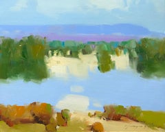 Summer Reflection, Landscape Original Oil Painting, Handmade Artwork