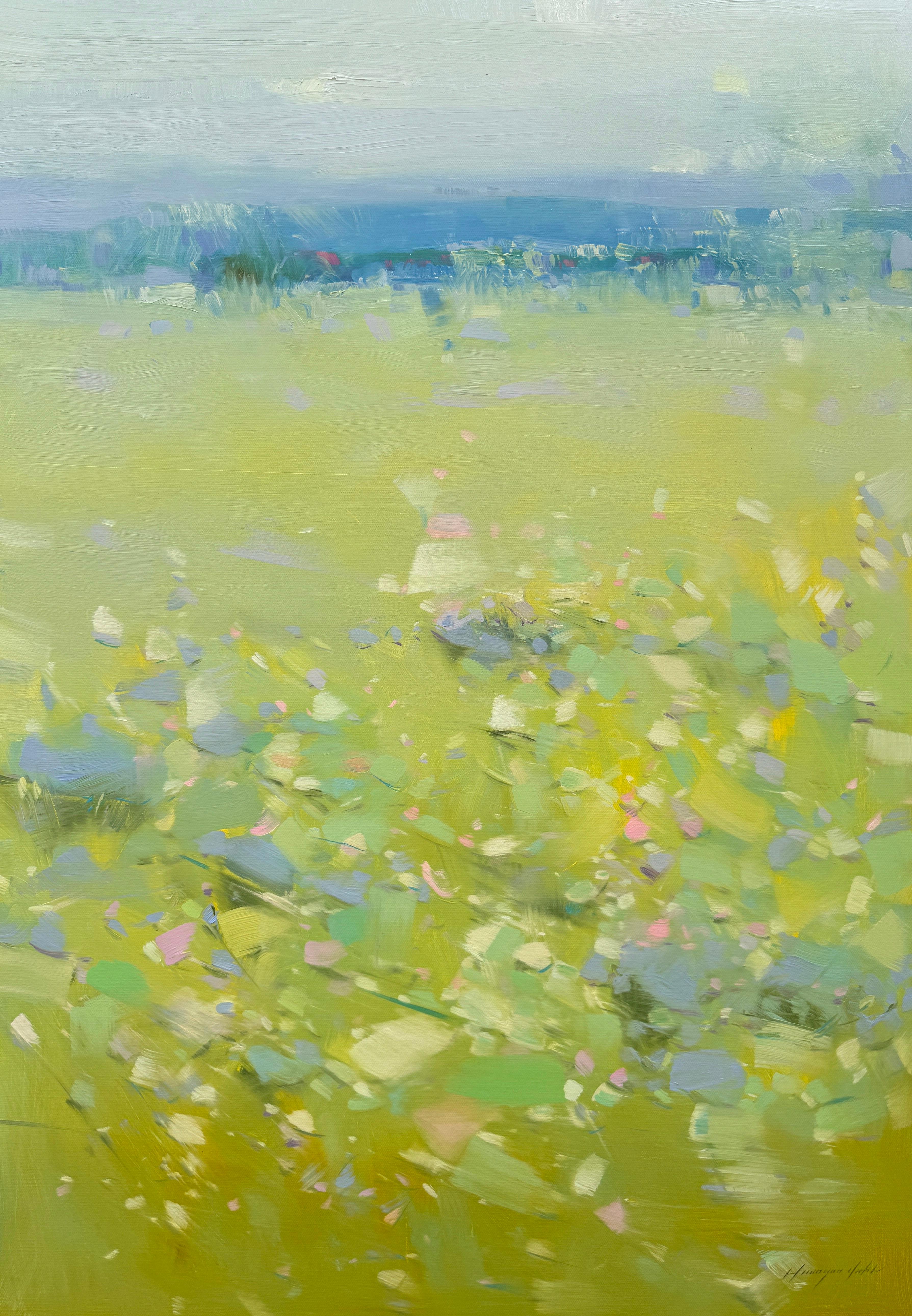 Landscape Painting di Vahe Yeremyan - Silenzio d'estate, Paesaggio, Pittura ad olio originale, pronta da appendere, Impressionismo