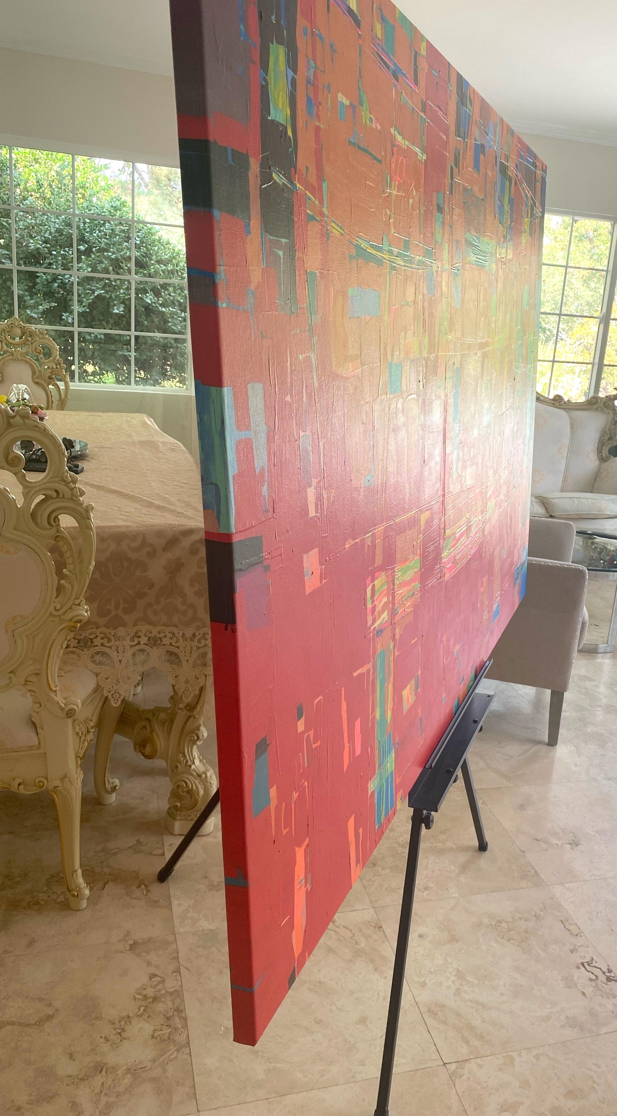 Aggiornamento estivo, pittura astratta ad olio originale di grandi dimensioni, pronta da appendere - Painting Impressionismo di Vahe Yeremyan