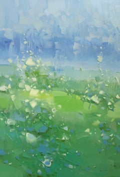 Summer Valley, Impressionism Original oil Painting, Ready to Hang