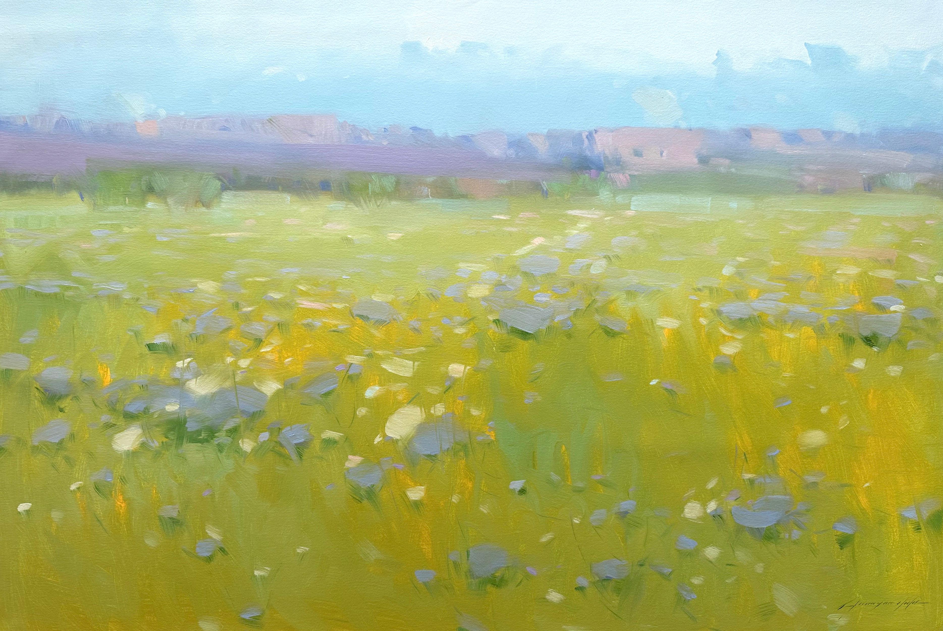 Vahe Yeremyan Landscape Painting – Sommertal, Original Ölgemälde, fertig zum Hängen, Impressionismus