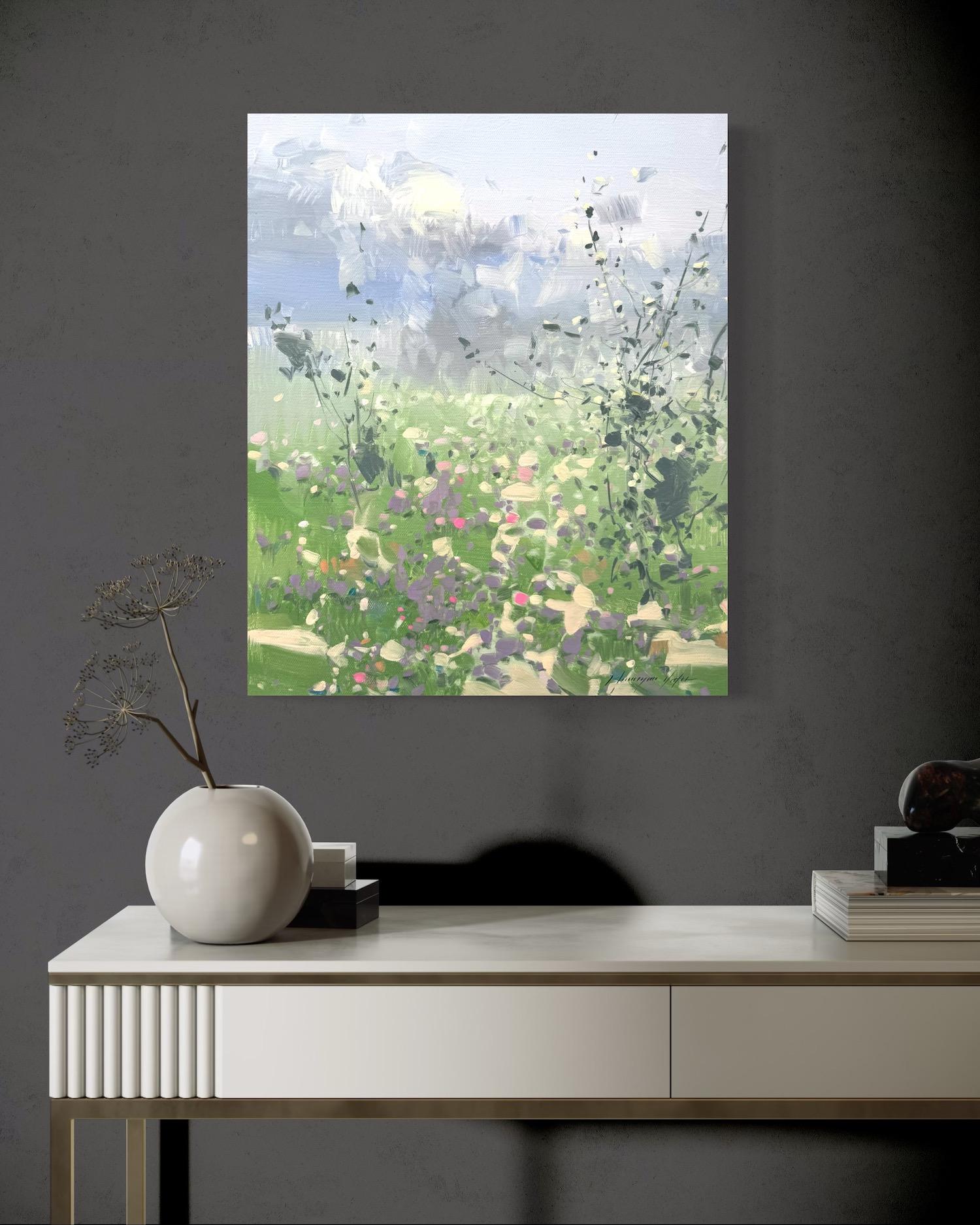 Paesaggio estivo Pittura ad olio originale, pronta da appendere - Painting di Vahe Yeremyan