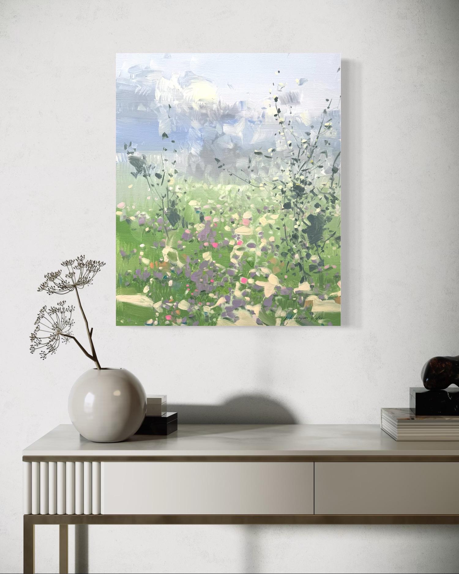 Paesaggio estivo Pittura ad olio originale, pronta da appendere - Painting Impressionismo di Vahe Yeremyan