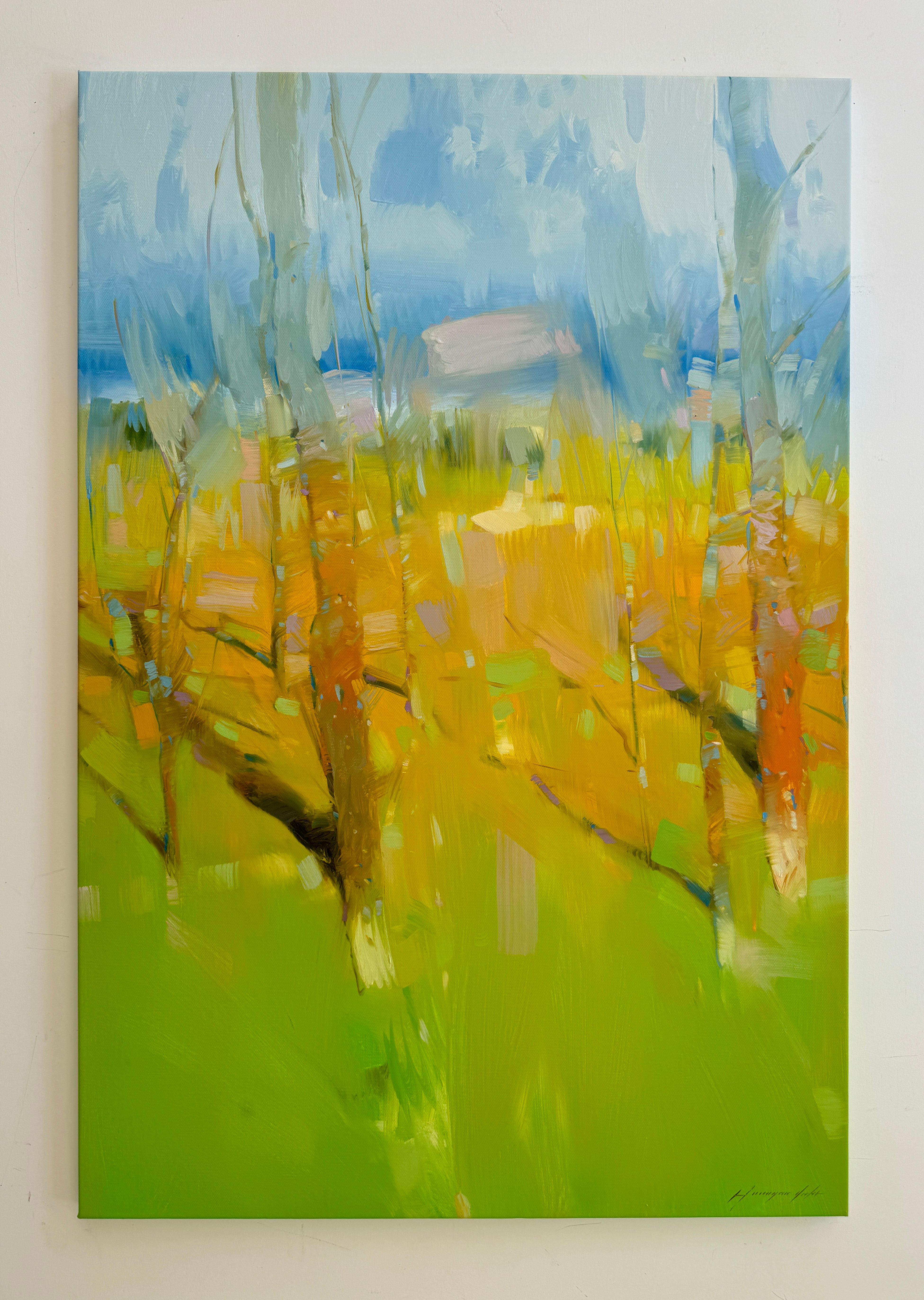 Día soleado, Paisaje impresionismo Pintura al óleo original, Lista para colgar - Painting de Vahe Yeremyan